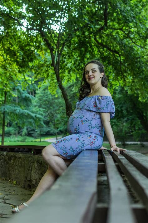 Beautiful Pregnant Girl Lying On Bench Stock Image Image Of Belly Natural 21274467