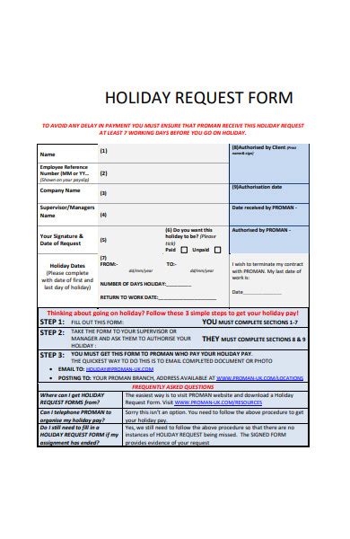 Free 32 Holiday Forms In Pdf Ms Word
