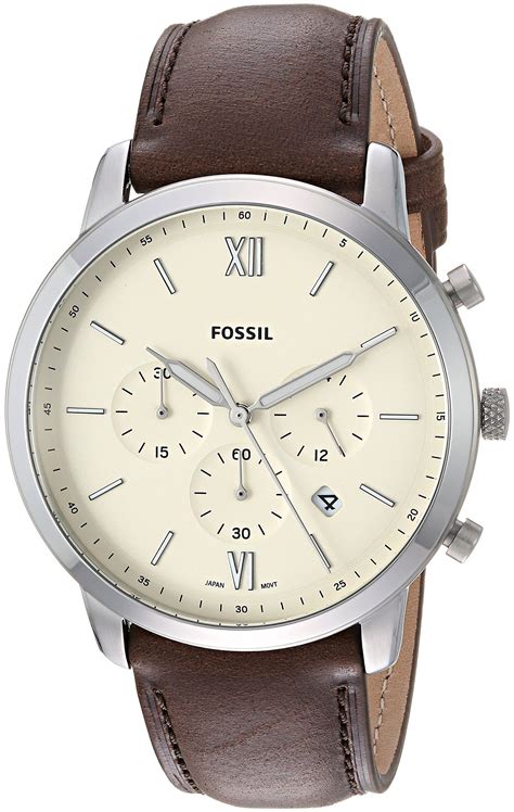 Fossil Mens Neutra Chrono Quartz Stainless Steel And Leather Casual