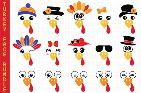 Turkey Faces Bundle Svg Graphic By All About Svg · Creative Fabrica