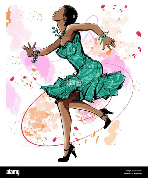 Beautiful Black Woman Dancing Vector Illustration Stock Vector Image And Art Alamy