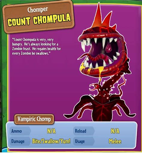 If you can't find the information you are looking for here, or need more specific information, check our more armor replaces the old crafted shield and can be found either as a rare drop from zombies or crafted using the salvage. Count Chompula | Plants vs. Zombies Wiki | Fandom