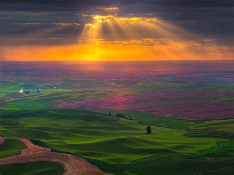 1280x1024 1280x1024 Road Trees Fields Clouds Sky Wallpaper 