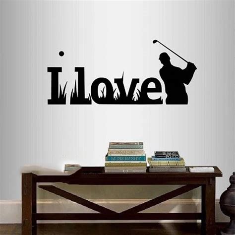 Vinyl Decal I Love Golf Phrase Golf Player Man Sports Wall Sticker