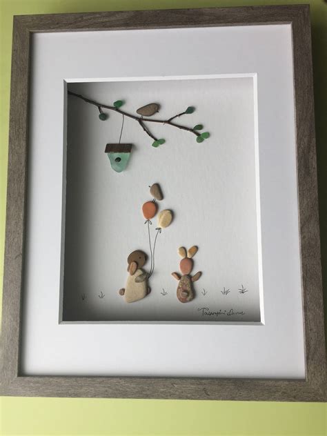 Bunny pebble art | Etsy | Pebble art, Christmas pebble art, Pebble art family