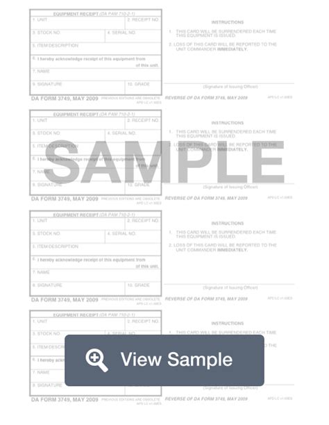 Da Form 3749 Equipment Receipt Fillable Printable Forms Free Online