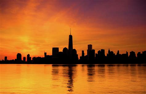 New York City Manhattan Sunrise Skyline Painting By