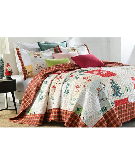 Marcielo 3 Piece Christmas Quilt Bedspread Set B022 King Macys