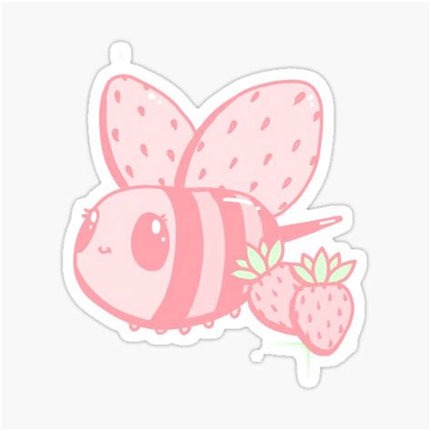 Strawberry Bee Sticker For Sale By Spindolphin Redbubble
