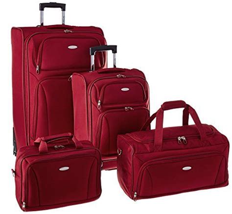 Samsonite 4 Piece Lightweight Set 20″ And 28″ 4 Wheel Spinners Duffel And Boarding {red