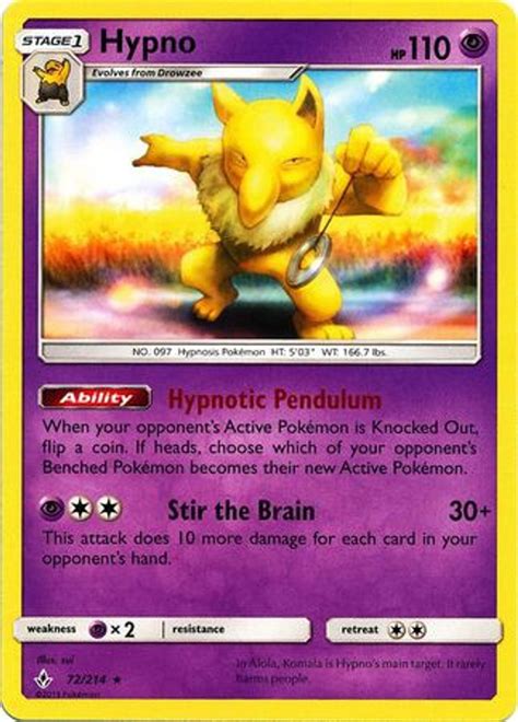 Pokemon Sun Moon Unbroken Bonds Single Card Rare Hypno 72 Toywiz