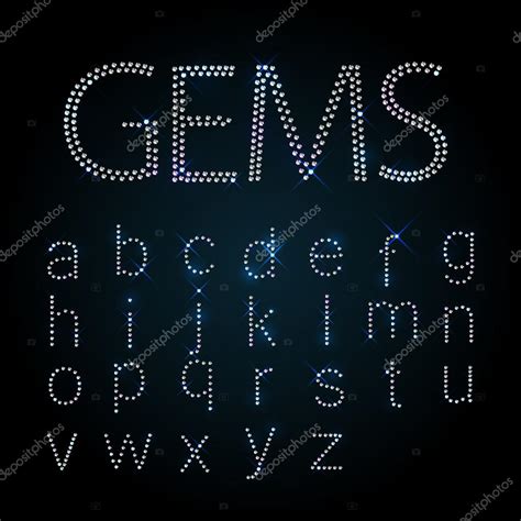 Gems Alphabet All Small Letters Shiny Diamond Font Stock Vector Image