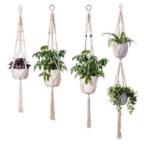 4 Pack Macrame Plant Hangers In Different Designs Handmade