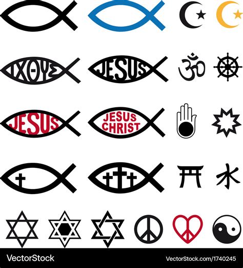 Religious Symbols Religion Signs Set Royalty Free Vector