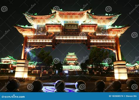 Night View Of Tengwang Pavilion Nanchang City Jiangxi Province Stock