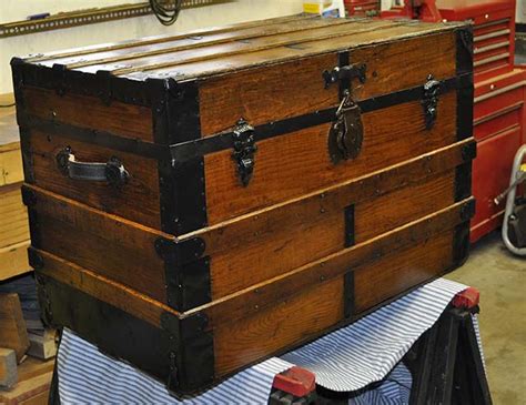 Over and under canvas trunk case. Antique Steamer Trunk Restored