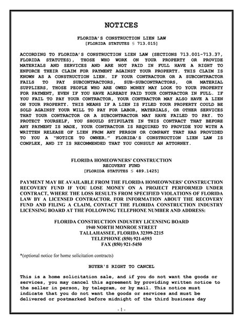 Florida Statutes Those Who Work On Your Property Or Provide Form