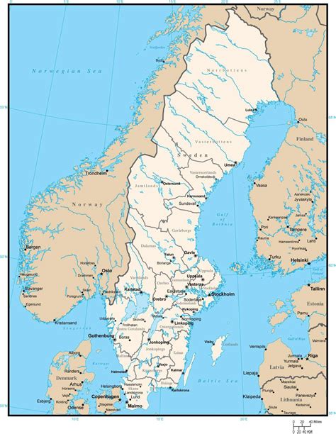 Sweden Map With Major Cities / Sweden Map - udang laut