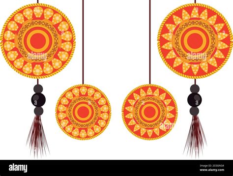 Ethnic Mandalas Indu Style Hanging Vector Illustration Design Stock