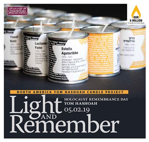 Flyer with bleeding heart and david star symbol. Yom HaShoah Candles - CoJDS