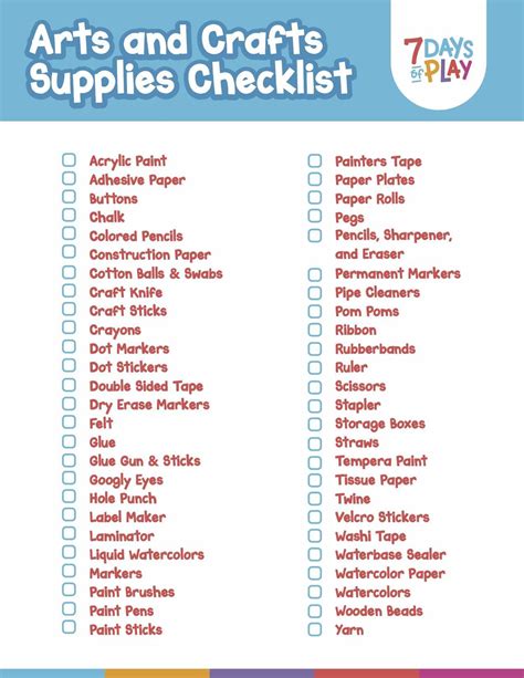 Art Supply List A Comprehensive Guide 7 Days Of Play Art Supplies