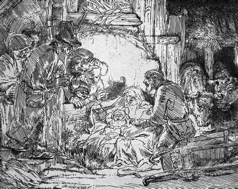 Nativity Drawing By Rembrandt