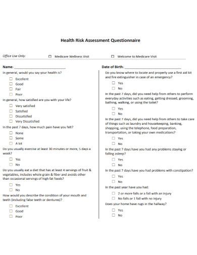 Health Risk Assessment Examples Format Pdf Examples