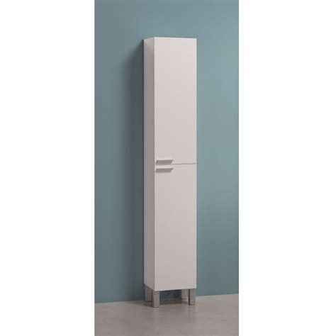 Alaska Tall Narrow White Gloss Bathroom Cupboard Storage Cabinet