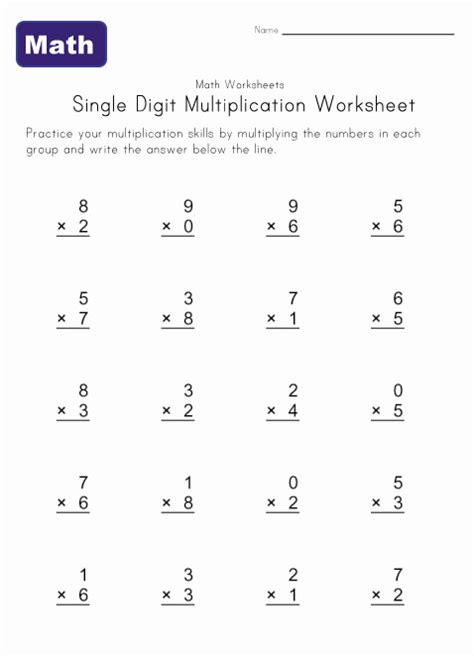 Single Digit Multiplication Worksheets | Kids Learning Station