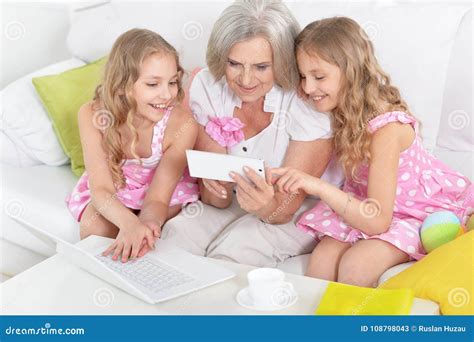 granny with her granddaughters stock image image of detail people 108798043