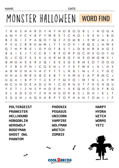 Printable Halloween Word Search Cool2bkids
