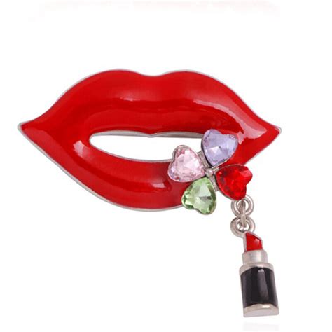 red color rhinestone lip brooch for women sexy mouth brooch pin shining jewel wf ebay
