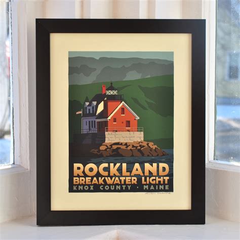 Rockland Breakwater Light Art Print 8 X 10 Framed Travel Poster By A