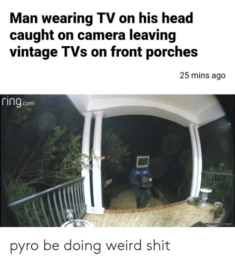 Man Wearing Tv On His Head Caught On Camera Leaving Vintage Tvs On Front Porches 25 Mins Ago
