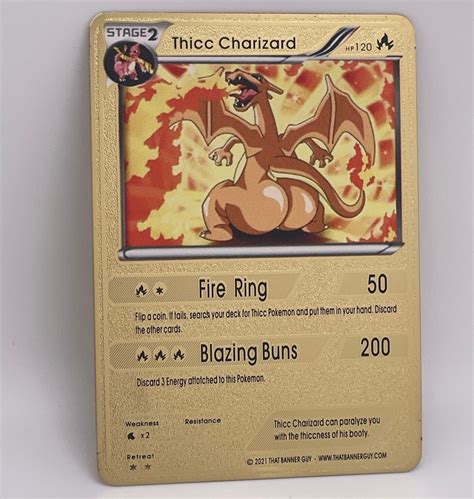 Thicc Charizard Gold Metal Pokemon Card Etsy Ireland