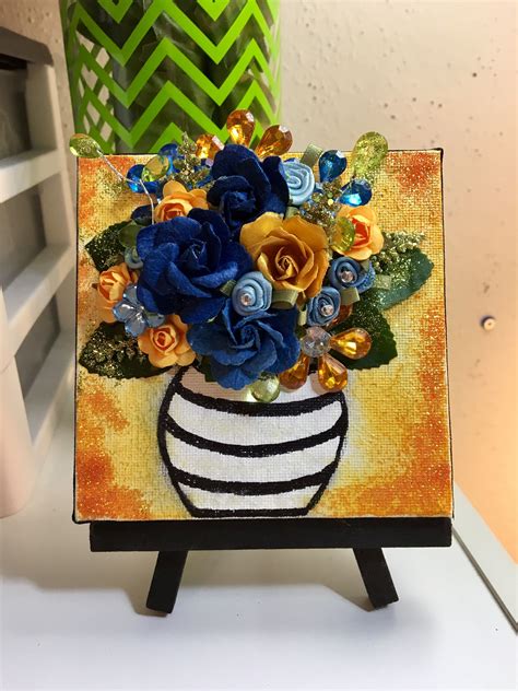 Pin By Amy Bulot On All My Handmades 3d Canvas Art Flower Canvas Art