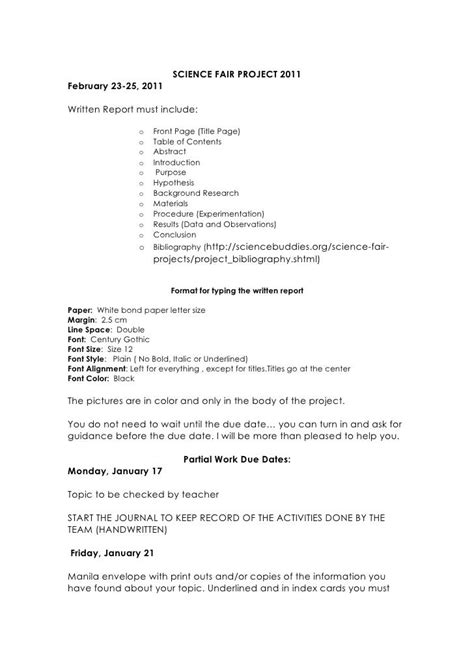Science Fair Report Sample How To Write A Science Fair Project