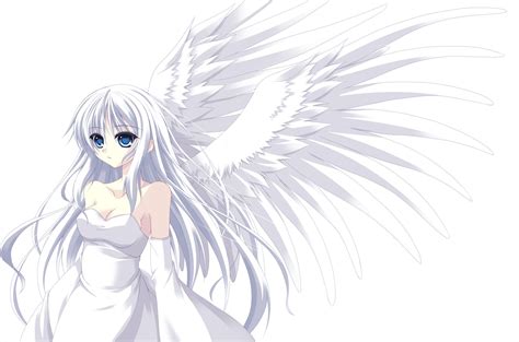 Wings Blue Eyes White Hair Anime Girls 1800x1191 Wallpaper