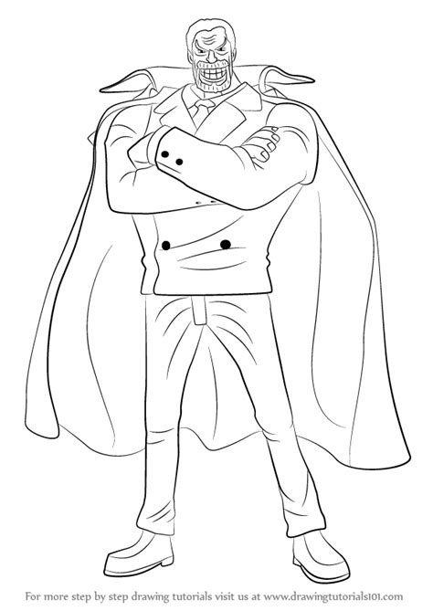 Step by Step How to Draw Garp from One Piece : DrawingTutorials101.com