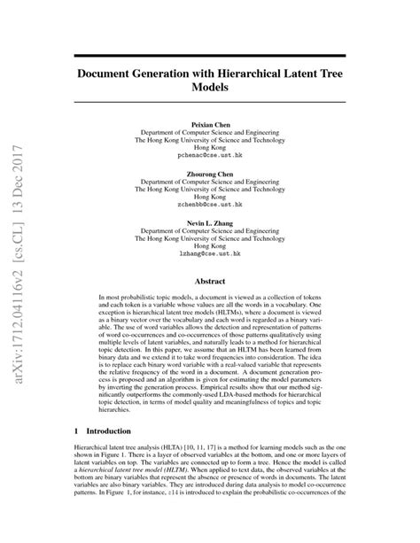 Document Generation With Hierarchical Latent Tree Models DeepAI
