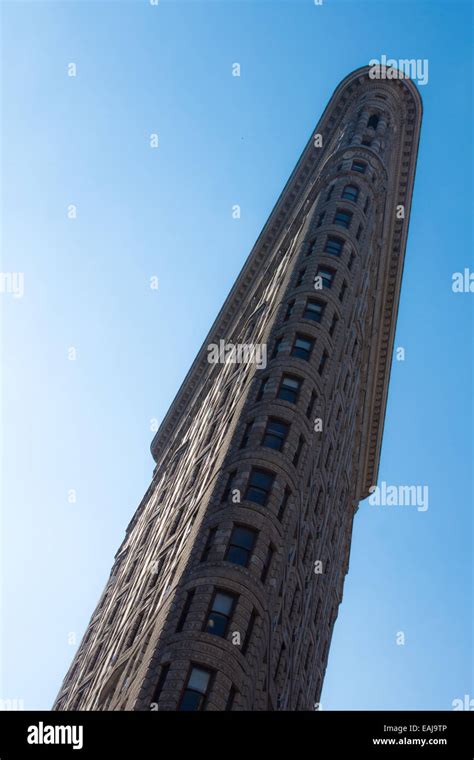 The Flatiron Building In New York City Looking Upwards On A Sunny Day