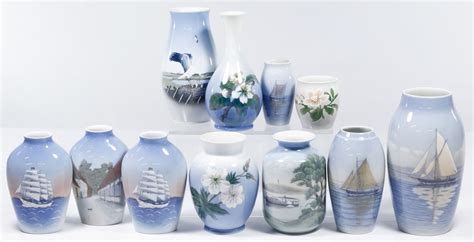 lot 242 royal copenhagen and bing grondahl porcelain vase assortment eleven items ten of which