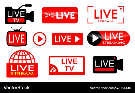 Set Live Streaming Icon Or Live Broadcasting Vector Image