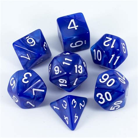 Paladin Roleplaying Polyhedral Blue Dnd Dice Set Pearl Effect