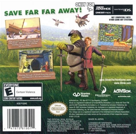 Dreamworks Shrek The Third Box Shot For Game Boy Advance Gamefaqs