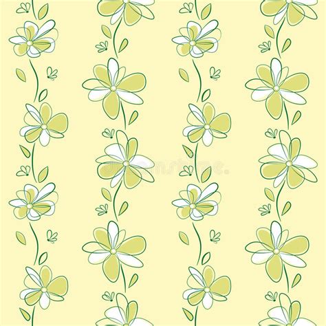 Seamless Vertical Pattern With Abstract Flowers Stock Vector