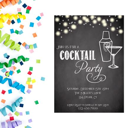 Cocktail Party Invitation Cocktail Invitation Adult Party Etsy