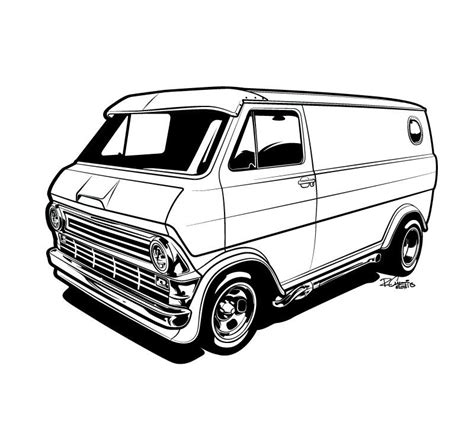 Clipart Van Coloring Cartoon Car Vans Clipartmag  Clipground Sketch