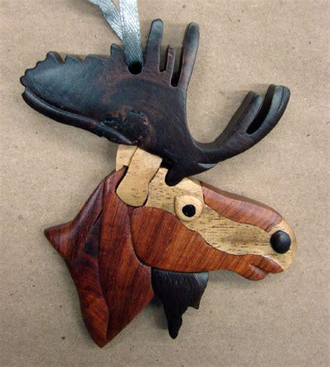 Double Sided Solid Wood Intarsia Wood Ornament Fish