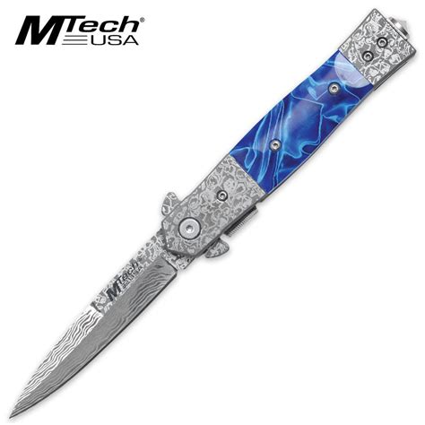 Even though our knives are of superior quality you will be surprised at our wholesale pricing. MTech USA Damascus Steel & Blue Marble Folding Pocket ...